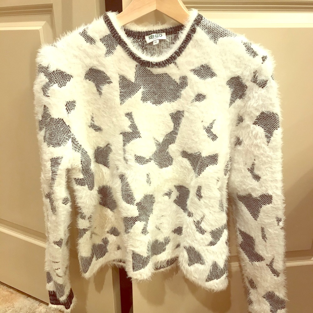 SOLD ** Kenzo blue/white cropped knit sweater
